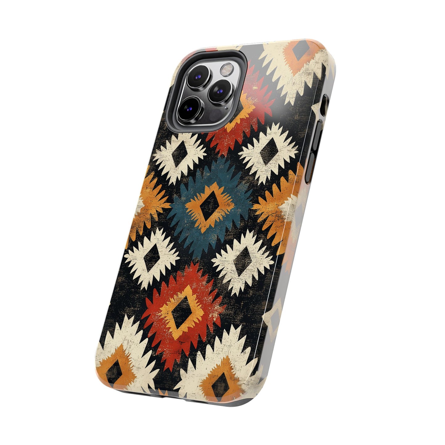 Rustic Tribal Sunburst Tough iPhone Case – Vibrant Geometric Design, Dual - Layer Protection - BOGO Cases