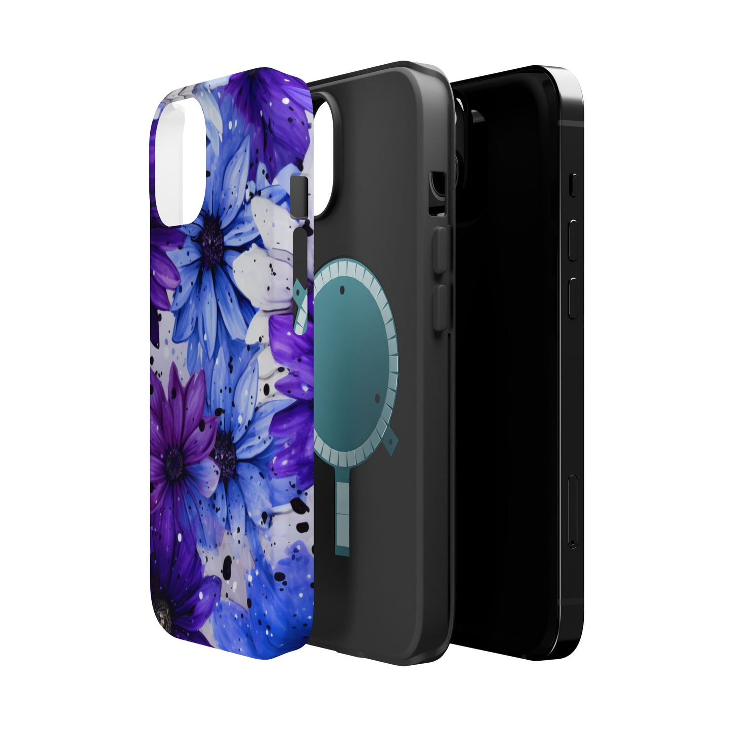 Vibrant Purple & Blue Floral Splash - MagSafe iPhone Series Case