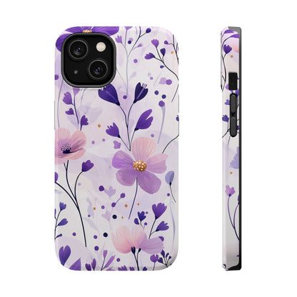 Purple Floral Bliss MagSafe iPhone Case – Delicate Blossom Design