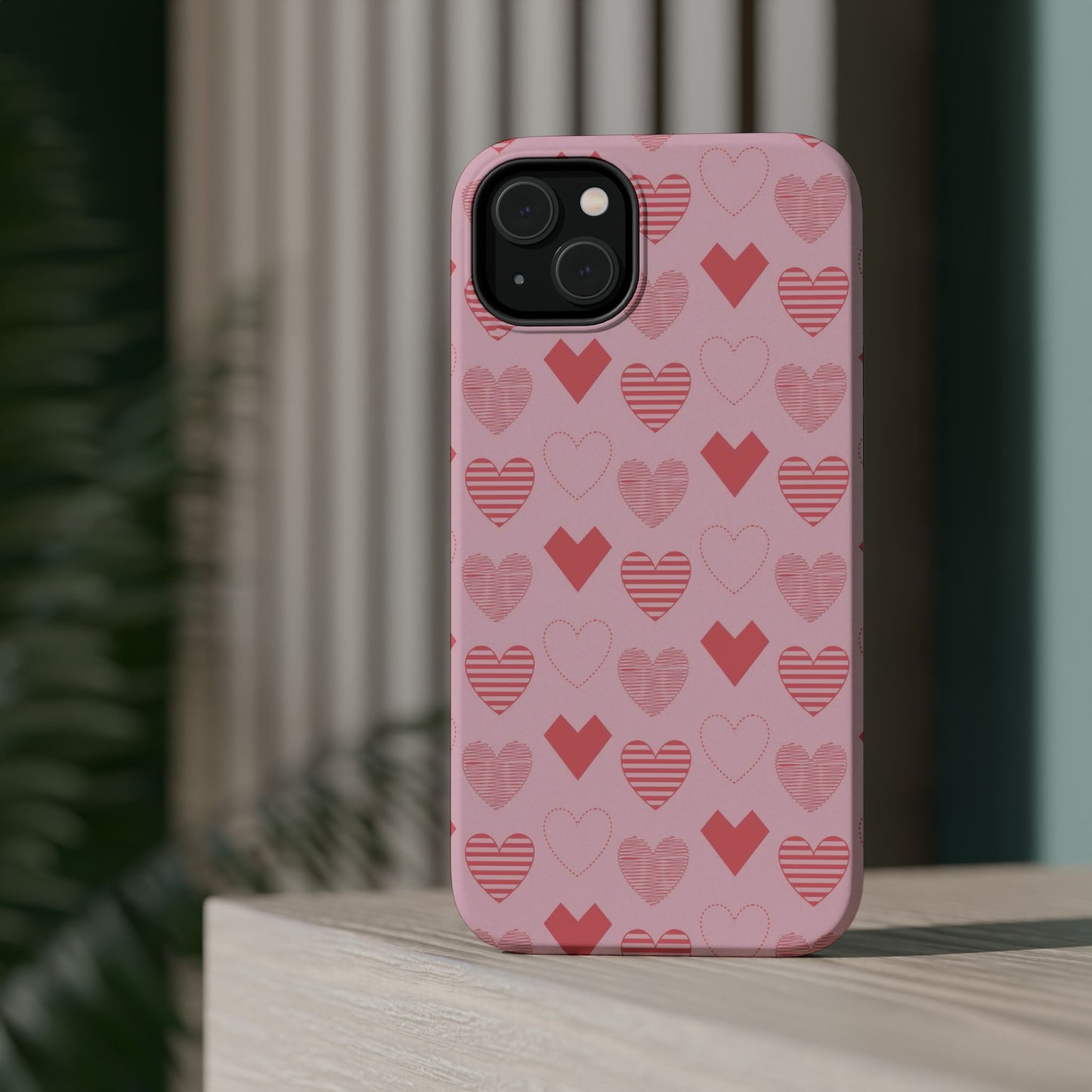 Striped Hearts MagSafe iPhone Case