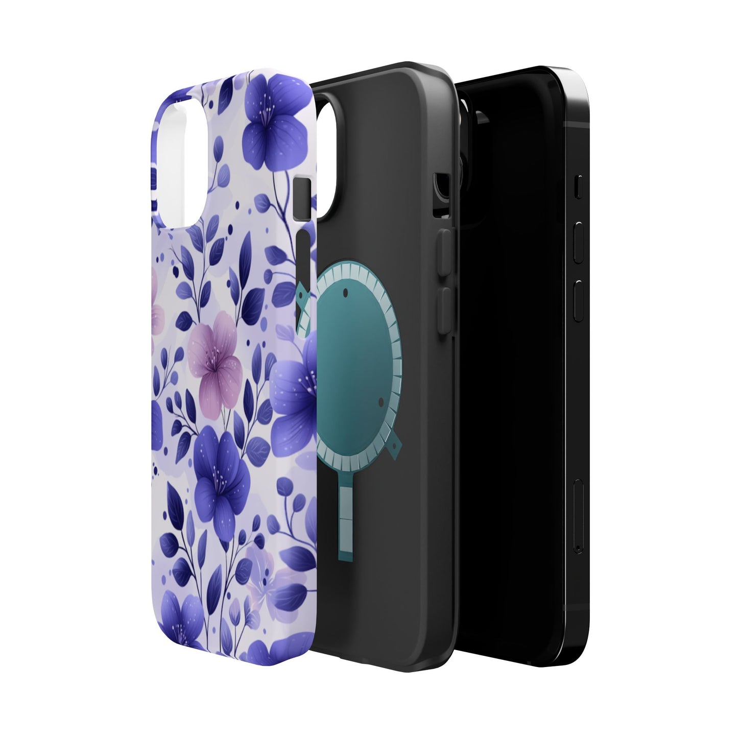 Purple Floral MagSafe iPhone Case – Durable Protection with Elegant Flower Design