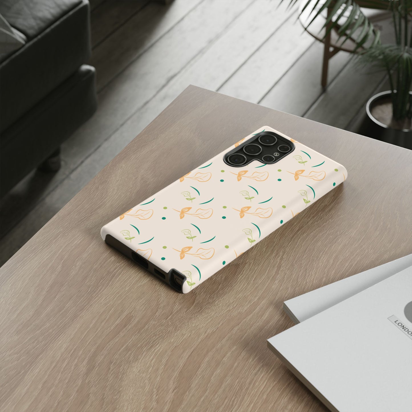 Soft Pastel Abstract Floral Tough Samsung Galaxy Case – Playful Minimalist Design with Dual-Layer Protection