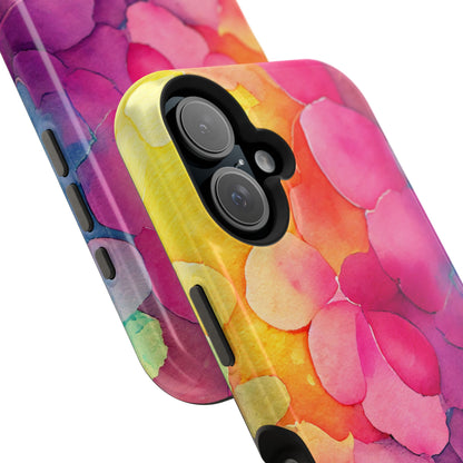 Sunset Petals Watercolor MagSafe iPhone Case – Slim Design, Glossy Finish