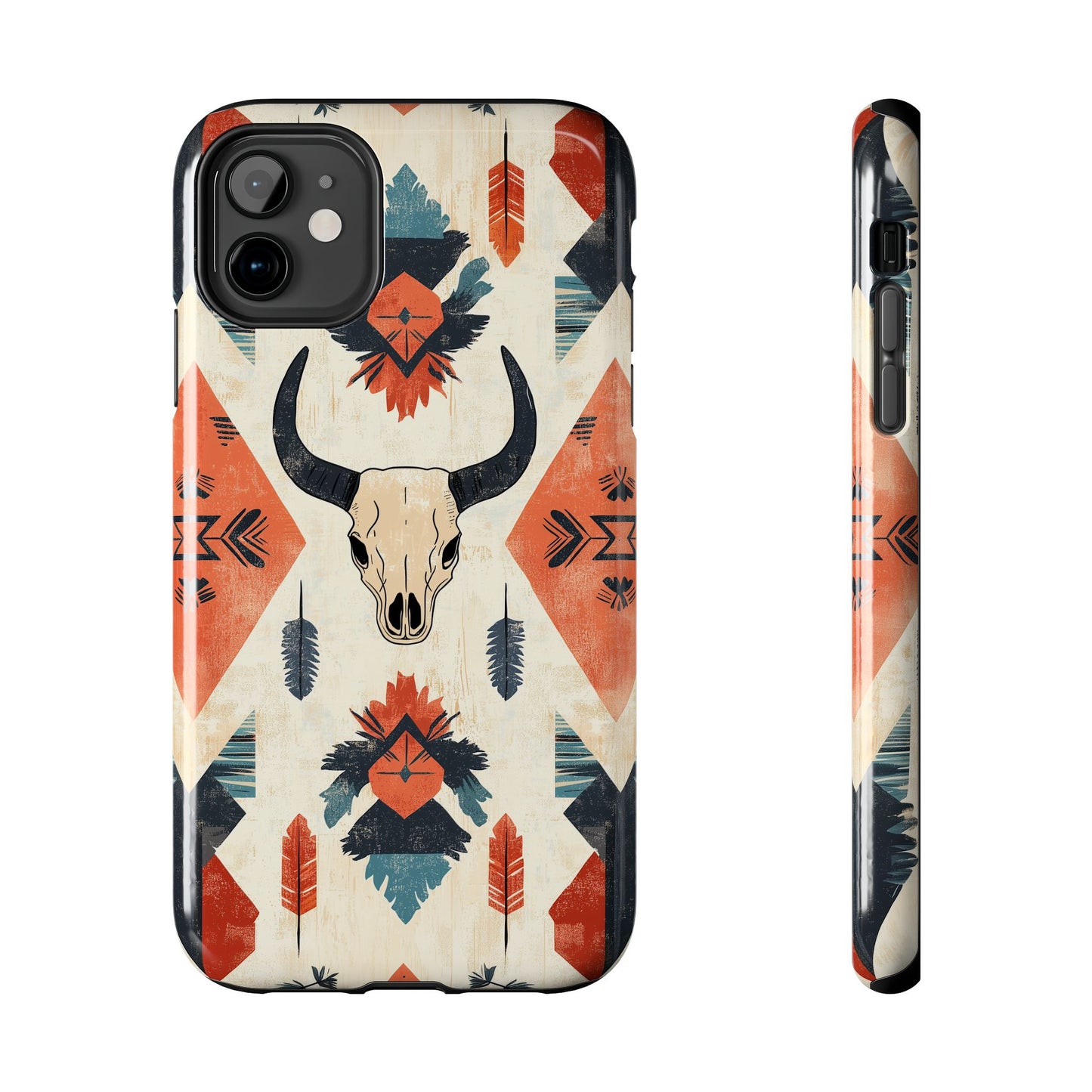 Southwestern Bull Skull iPhone Case – Durable Matte Finish with Rustic Tribal Design - BOGO Cases