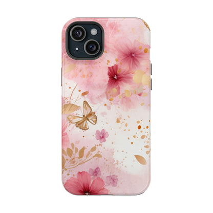 Blush Pink Floral Butterfly - MagSafe iPhone Case