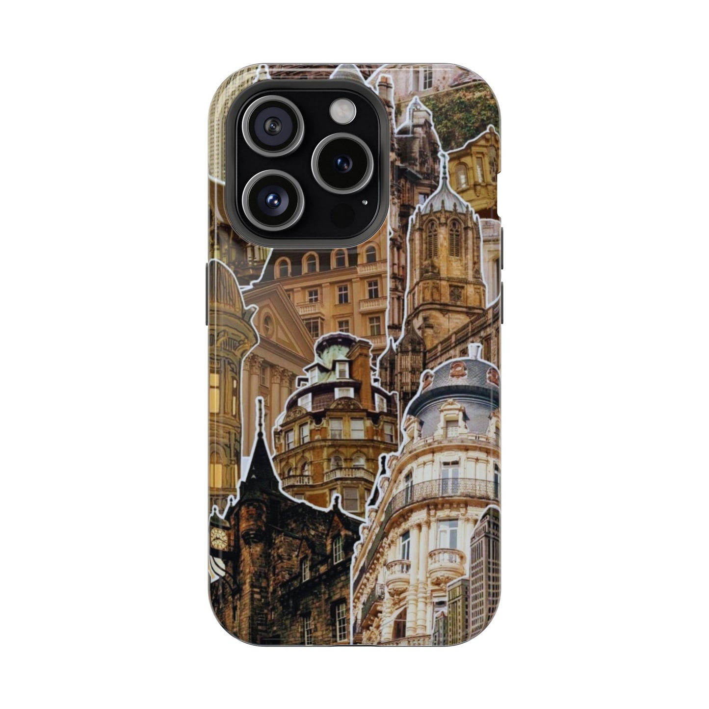 Vintage Architectural Collage MagSafe iPhone Case – Tough Dual-Layer Protection with Matte Finish