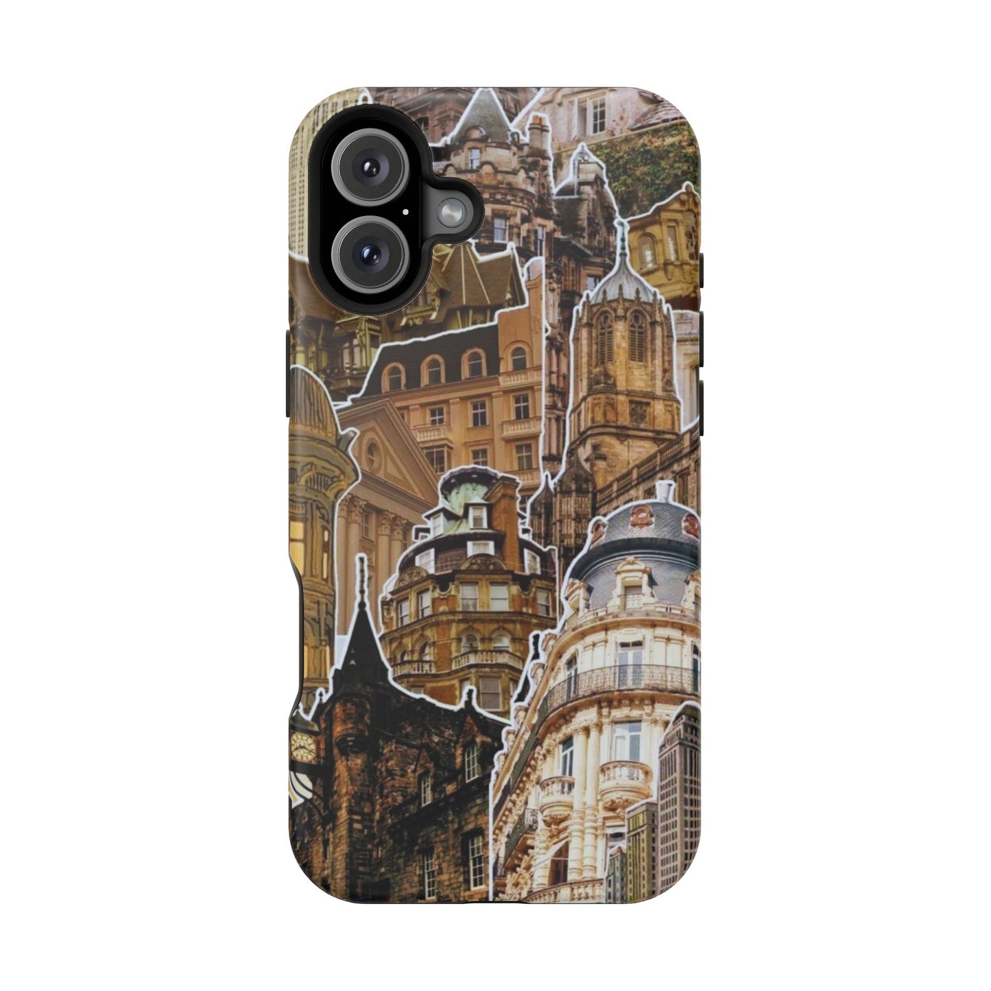 Vintage Architectural Collage MagSafe iPhone Case – Tough Dual-Layer Protection with Matte Finish