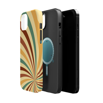 Earthy Retro Swirl MagSafe iPhone Case – Dual-Layer Protection with 70s-Inspired Earth Tones