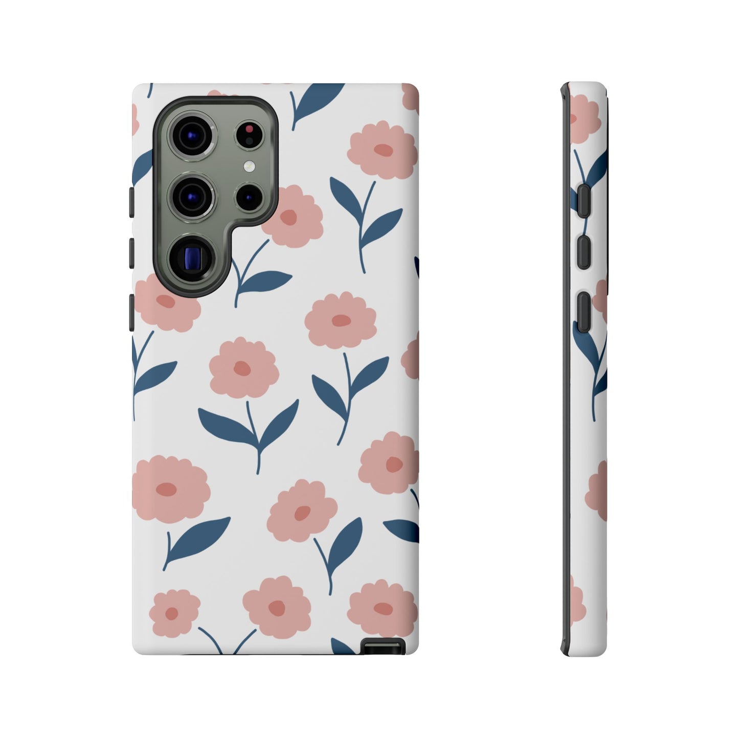 Playful Pink Floral Tough Samsung Galaxy Case – Soft Pastel Design, Slim & Shockproof - BOGO Cases