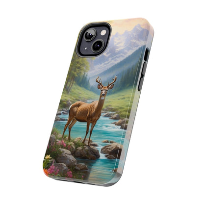 Alpine Serenity – Stag in Mountain Bliss iPhone Cases