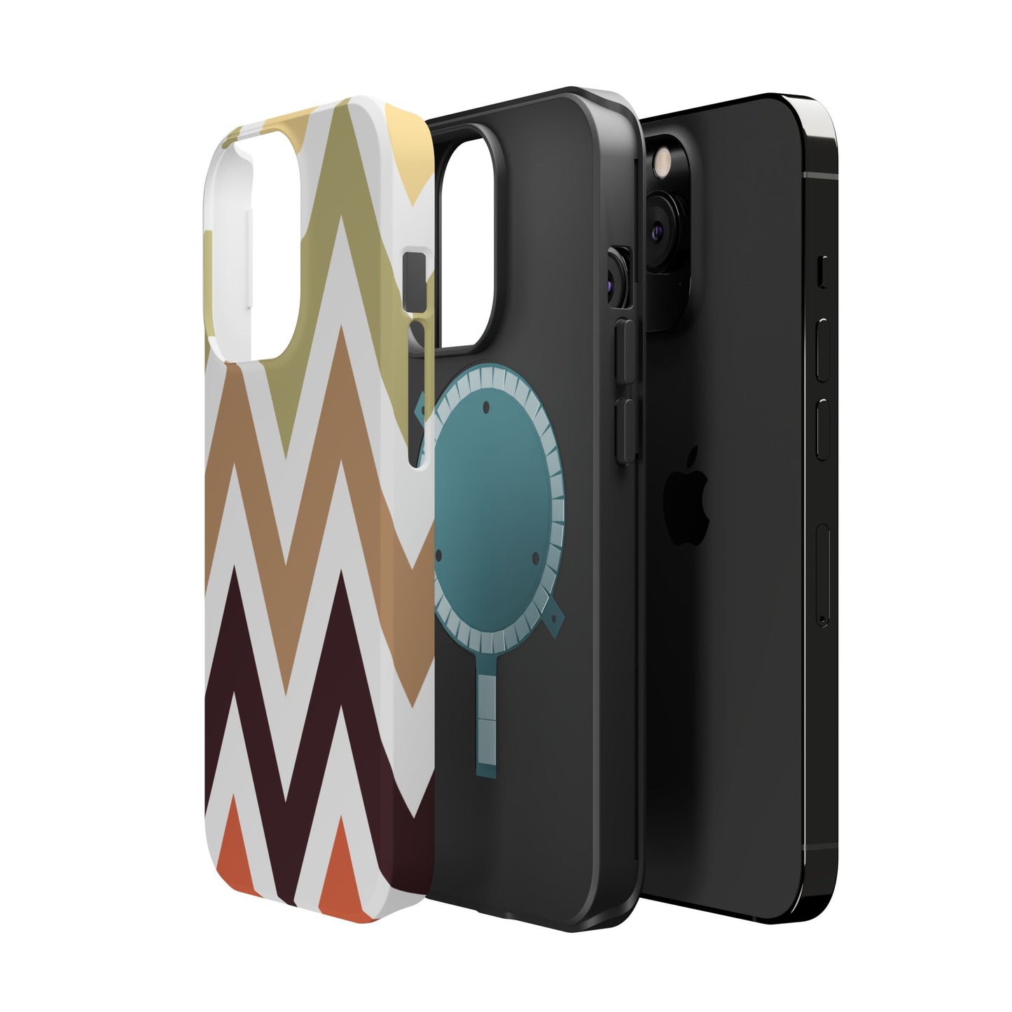 Earthy Chevron MagSafe iPhone Case – Boho-Inspired Design with Dual-Layer Protection