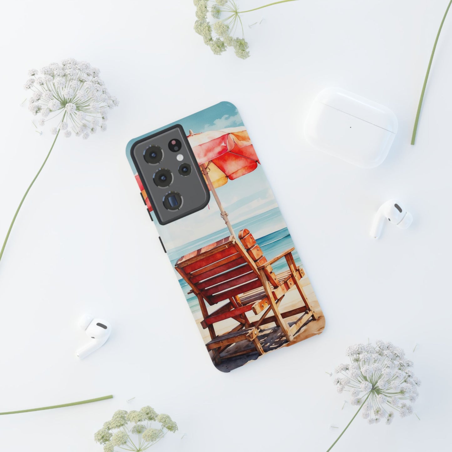 Beachfront Sunset Lounge Samsung Galaxy Case – Vibrant Watercolor Design