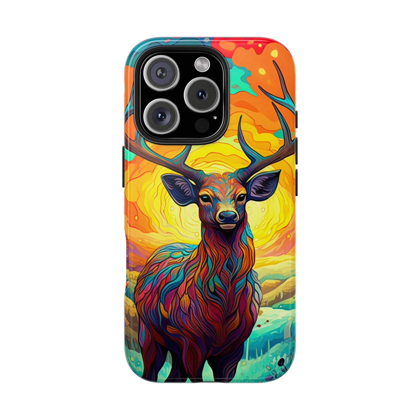 Vibrant Stag in Bloom – iPhone Case