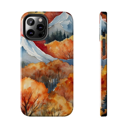 Autumn Mountain Forest Watercolor - iPhone Case