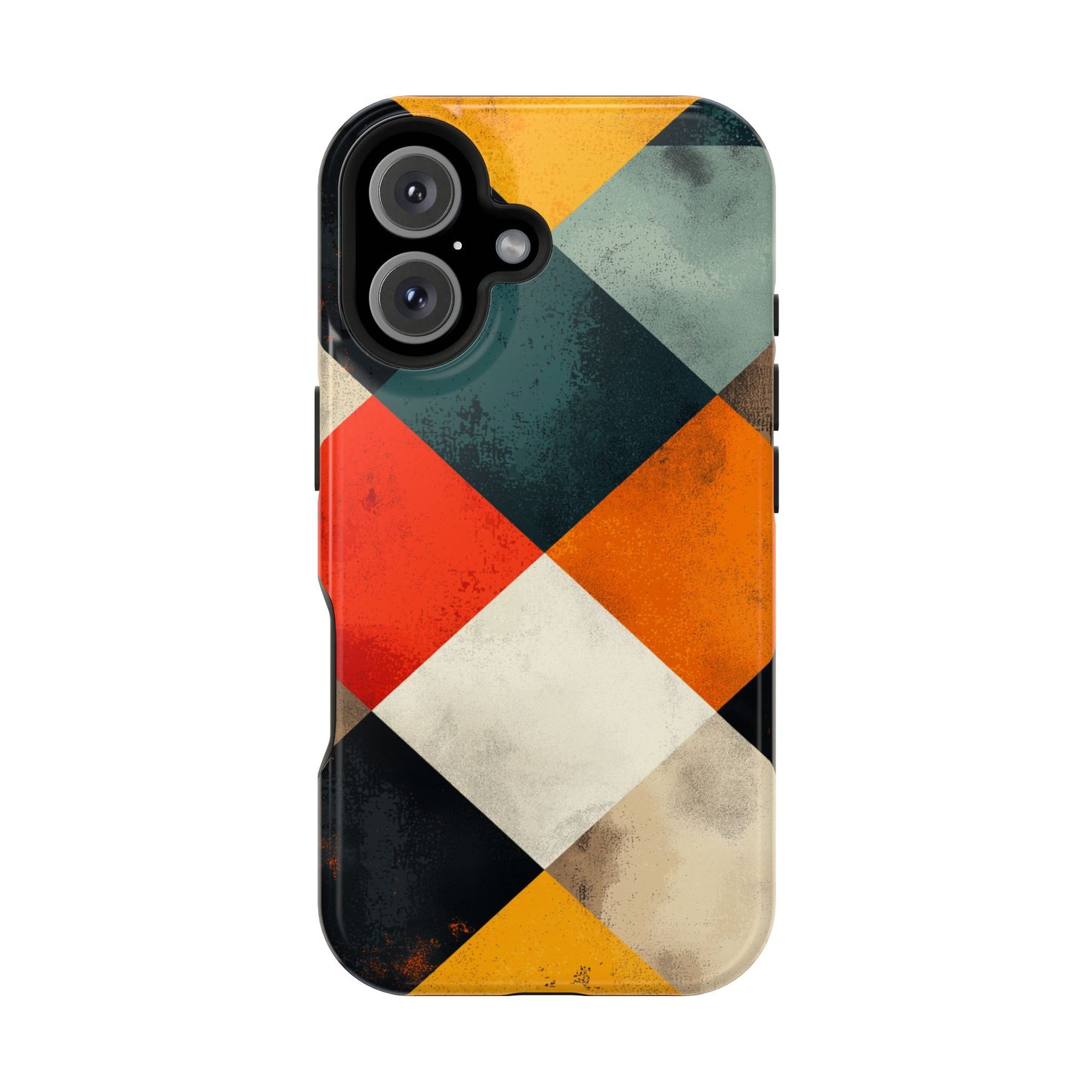 Geometric Retro MagSafe iPhone Case - Colorful Checkered Protective Cover