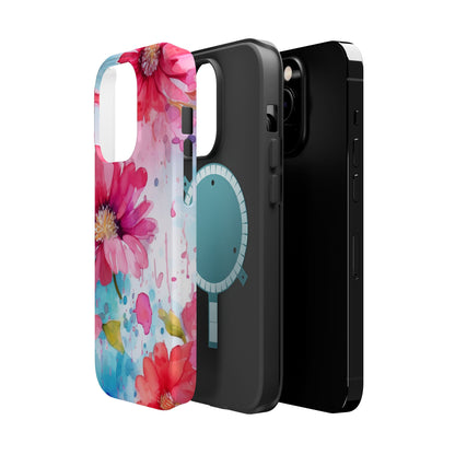 Vibrant Watercolor Red & Pink Floral - MagSafe iPhone Case