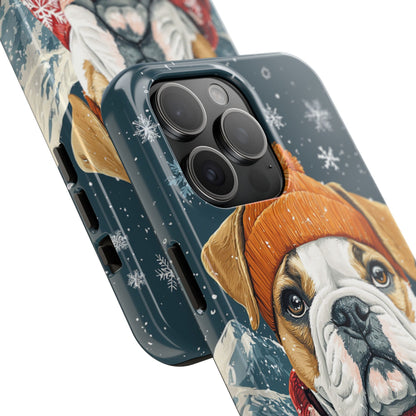 Cozy French Bulldog iPhone Case – Rustic Fireplace Protective Cover