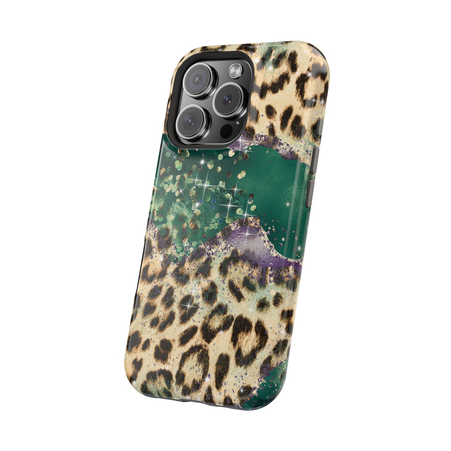 Emerald Glitter Leopard Print - MagSafe iPhone Series Case