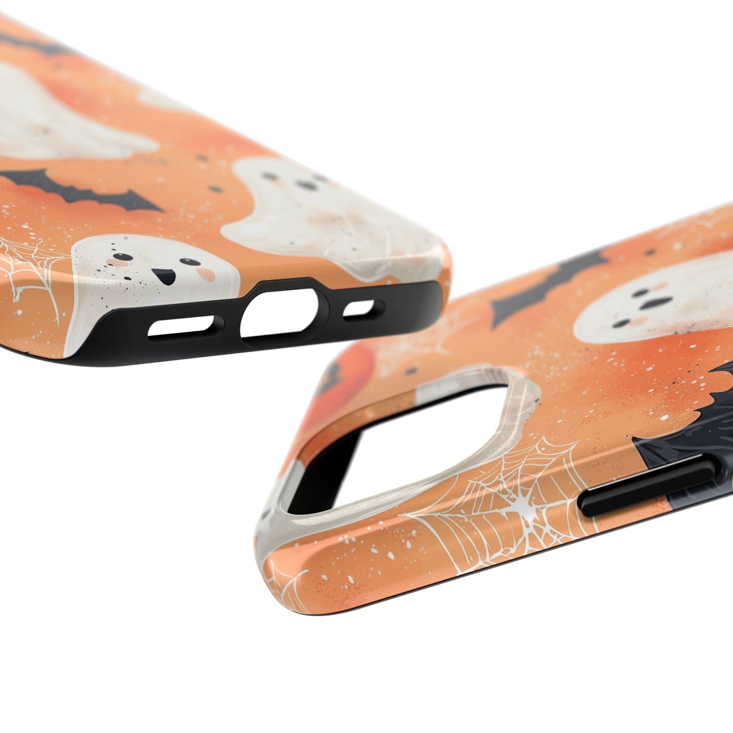 Spooky Cute Ghost iPhone Case – Halloween Ghosts, Pumpkins, Bats & Cobwebs Design