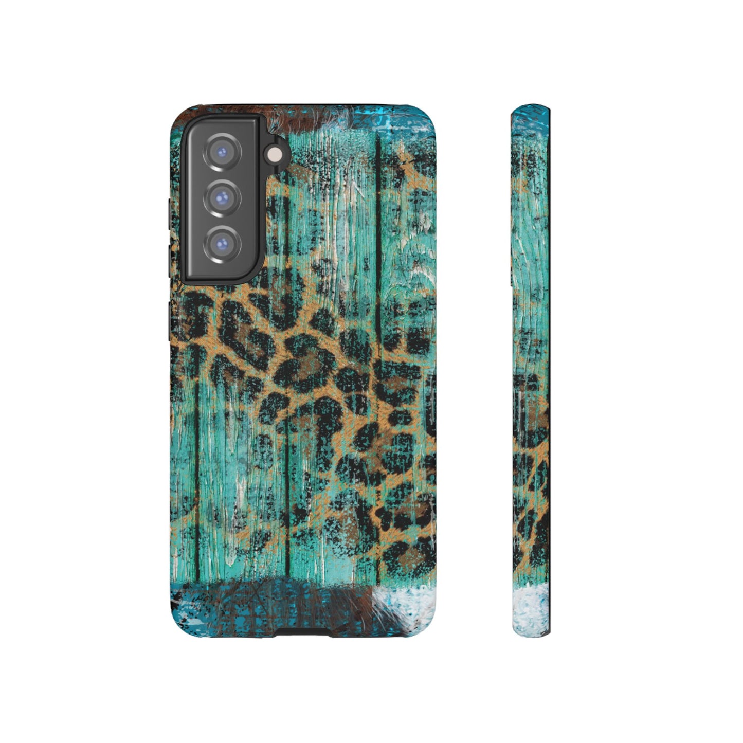 Turquoise Rustic Leopard Wood - Samsung Galaxy Series Case