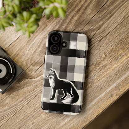 Black White Fox Phone Case - Monochrome Mystique