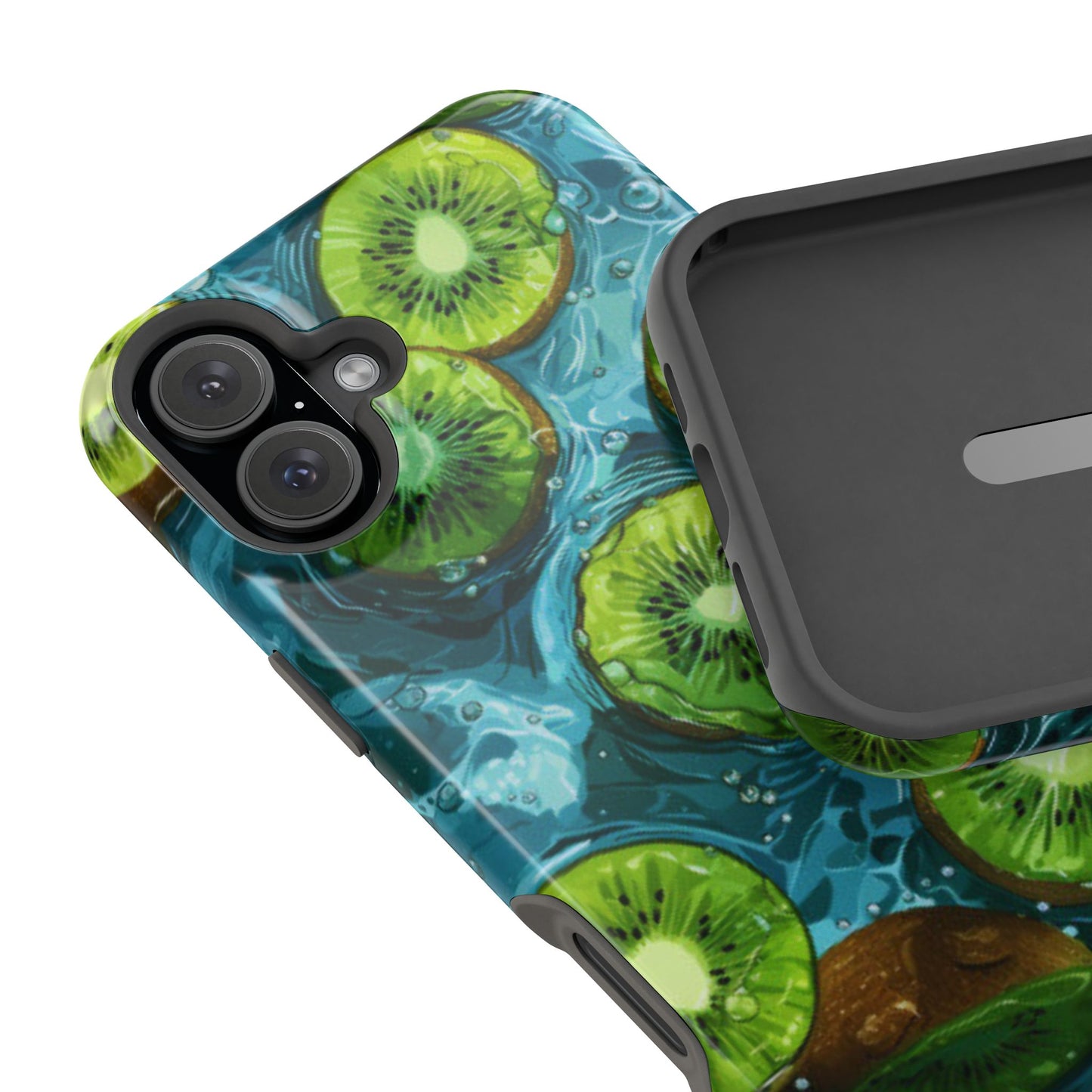 Tropical Kiwi Splash MagSafe iPhone Case – Tough Dual-Layer, Vibrant Summer Design