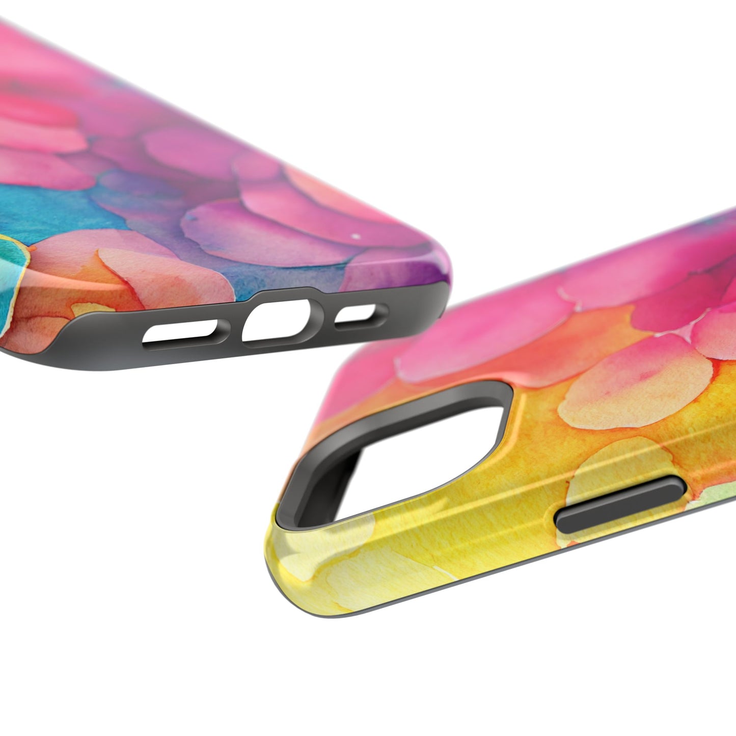 Sunset Petals Watercolor MagSafe iPhone Case – Slim Design, Glossy Finish