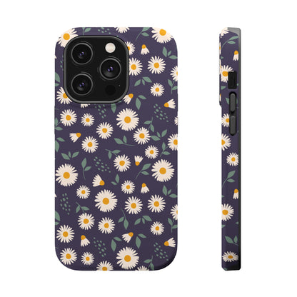 Midnight Daisy MagSafe iPhone Case – Dark Navy Floral Design, Slim and Protective