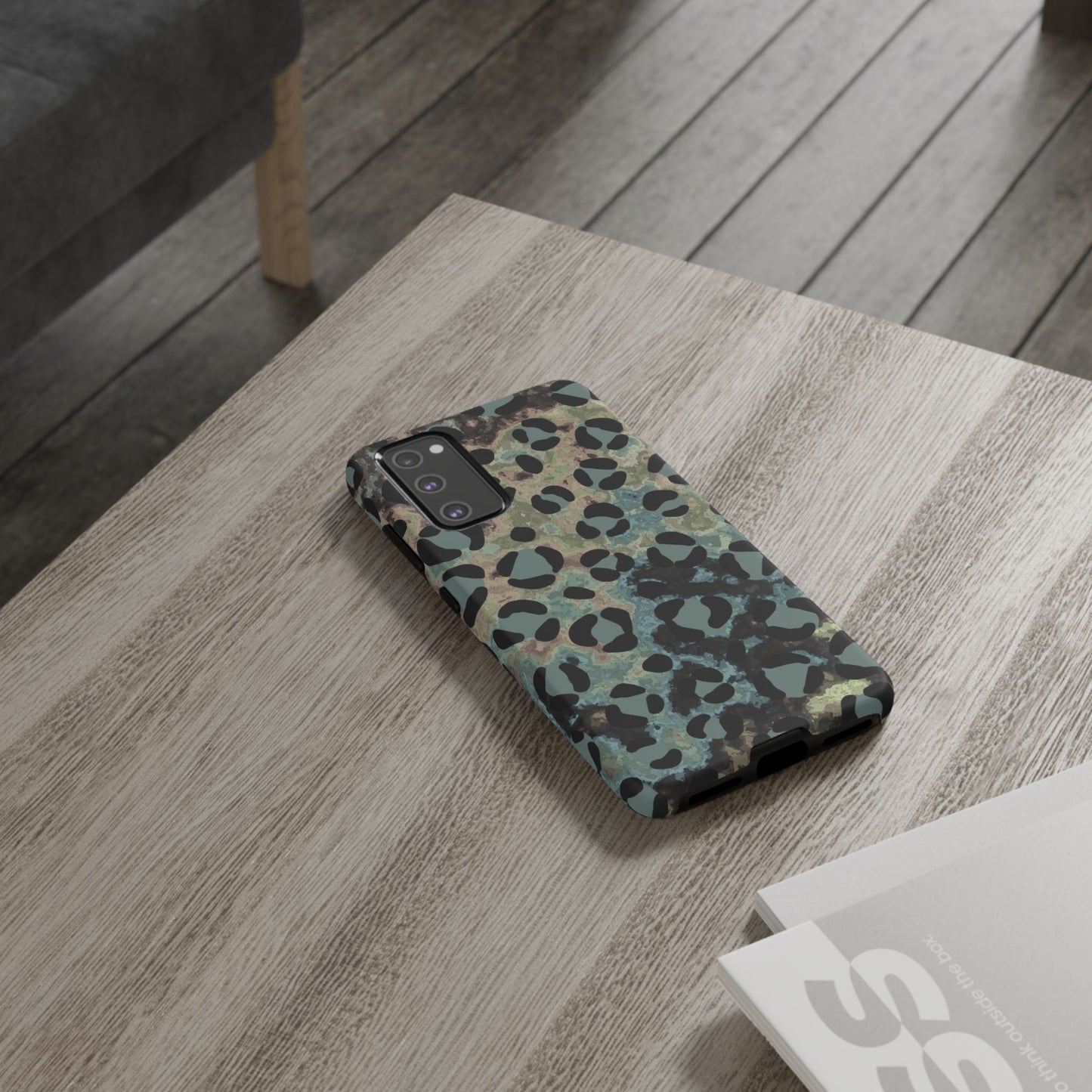 Moody Watercolor Leopard Print Tough Samsung Galaxy Case – Earthy Abstract Pattern with Dual-Layer Protection