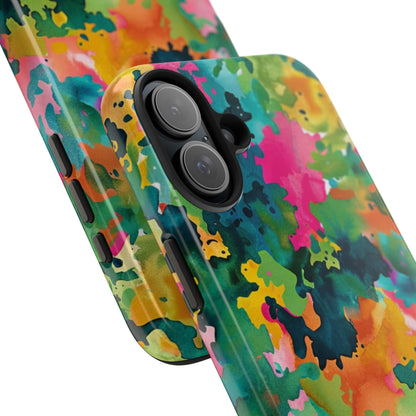 Vibrant Watercolor Splash iPhone Case – Bold Multicolor Artistic Design