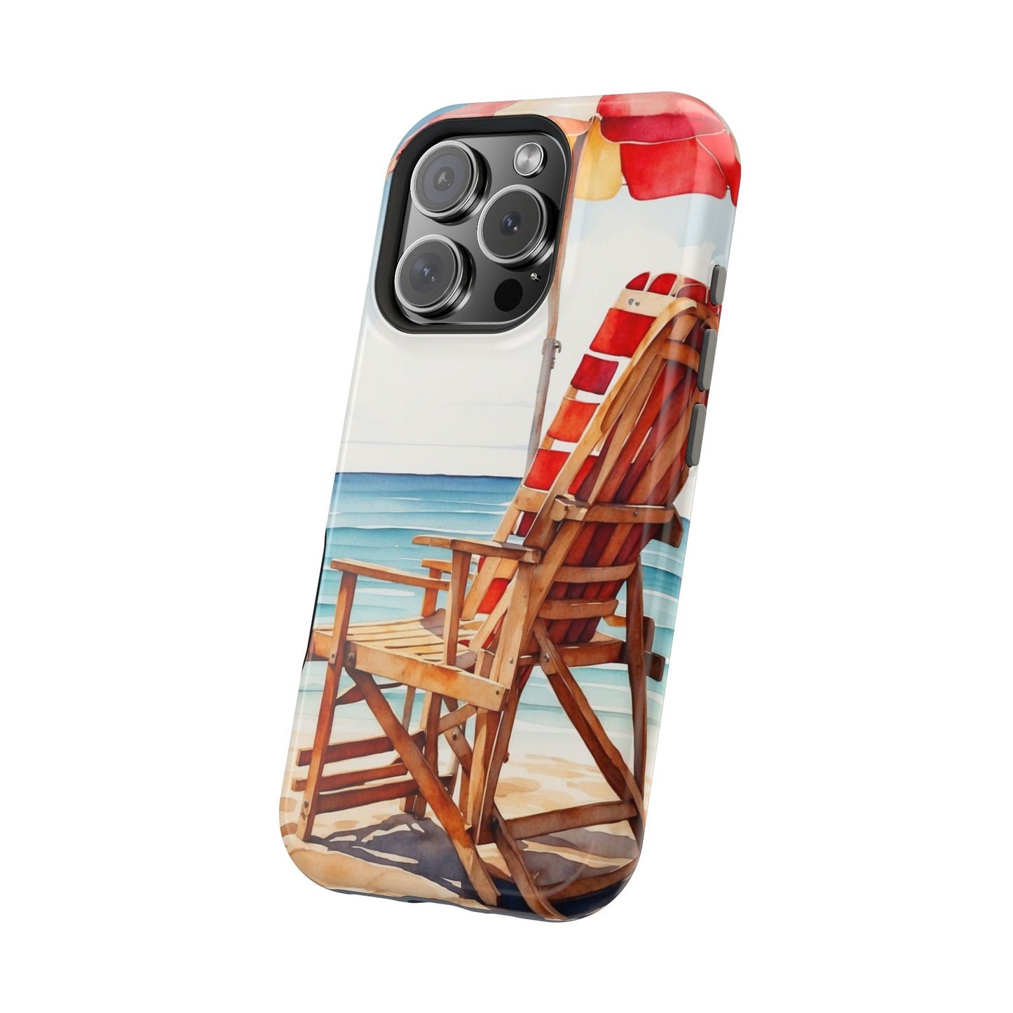 Beach Bliss MagSafe iPhone Series Case – Relaxing Seaside Chair and Umbrella Design