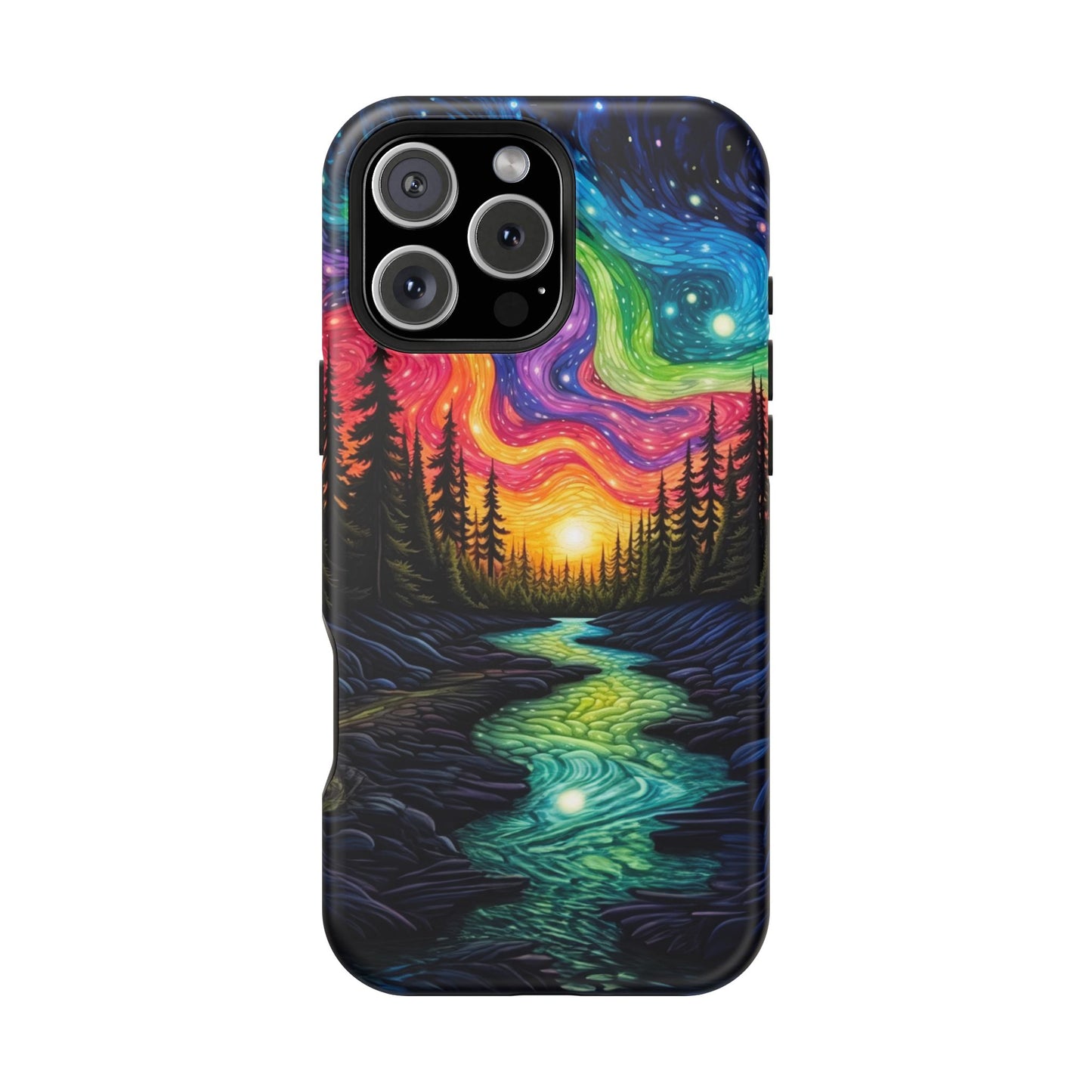 Celestial Nightscape MagSafe iPhone Case – Vibrant River and Starry Sky Design