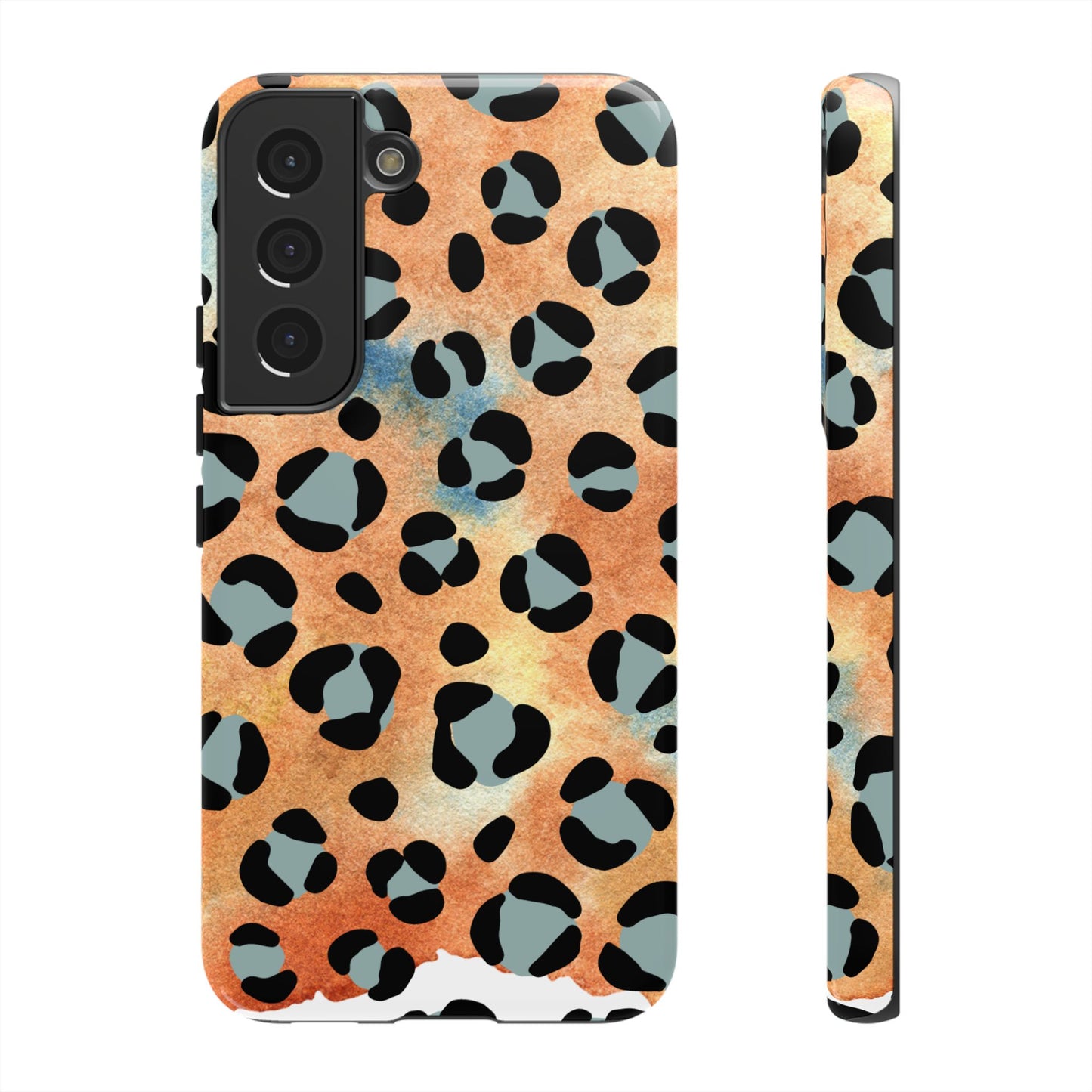 Sunset Watercolor Leopard Print Tough Samsung Galaxy Case – Artistic Animal Pattern with Dual-Layer Protection