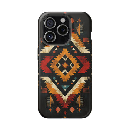 Southwestern Tribal Diamond Tough MagSafe iPhone Case – Bold Geometric Pattern, Dual-Layer Protection