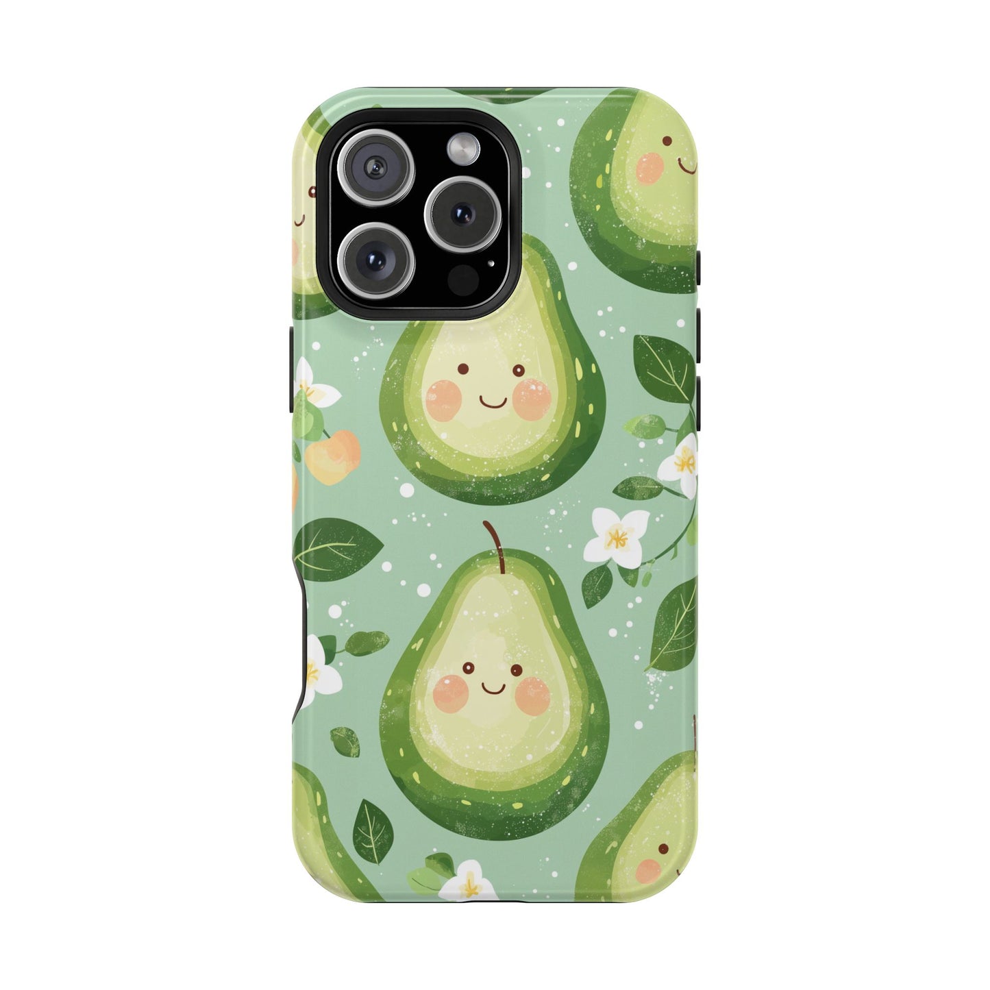 Smiling Avocados Tough MagSafe iPhone Case – Cute Avocado Design, Dual-Layer Protection