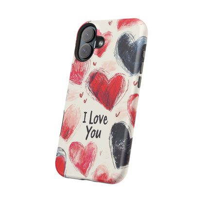 Brushstroke Hearts of Love "I Love You" - MagSafe Compatible Case