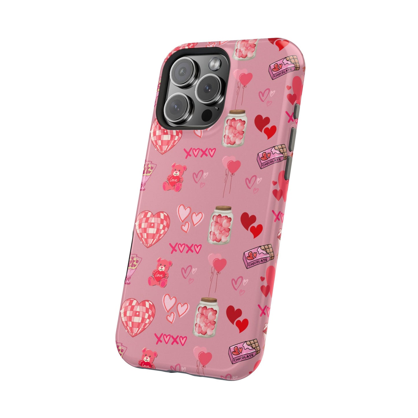 Pink Valentine Love Collage – MagSafe-Compatible iPhone Case