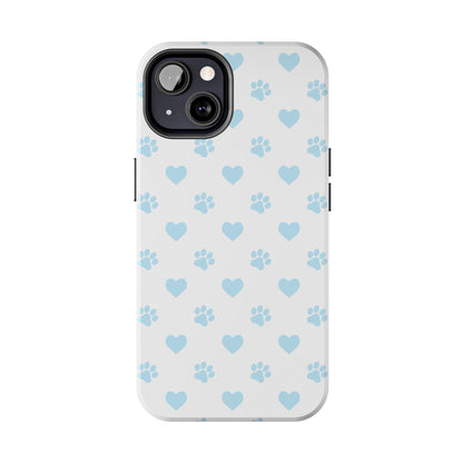 Light Blue Paw Prints & Hearts – iPhone Case for Animal Lovers