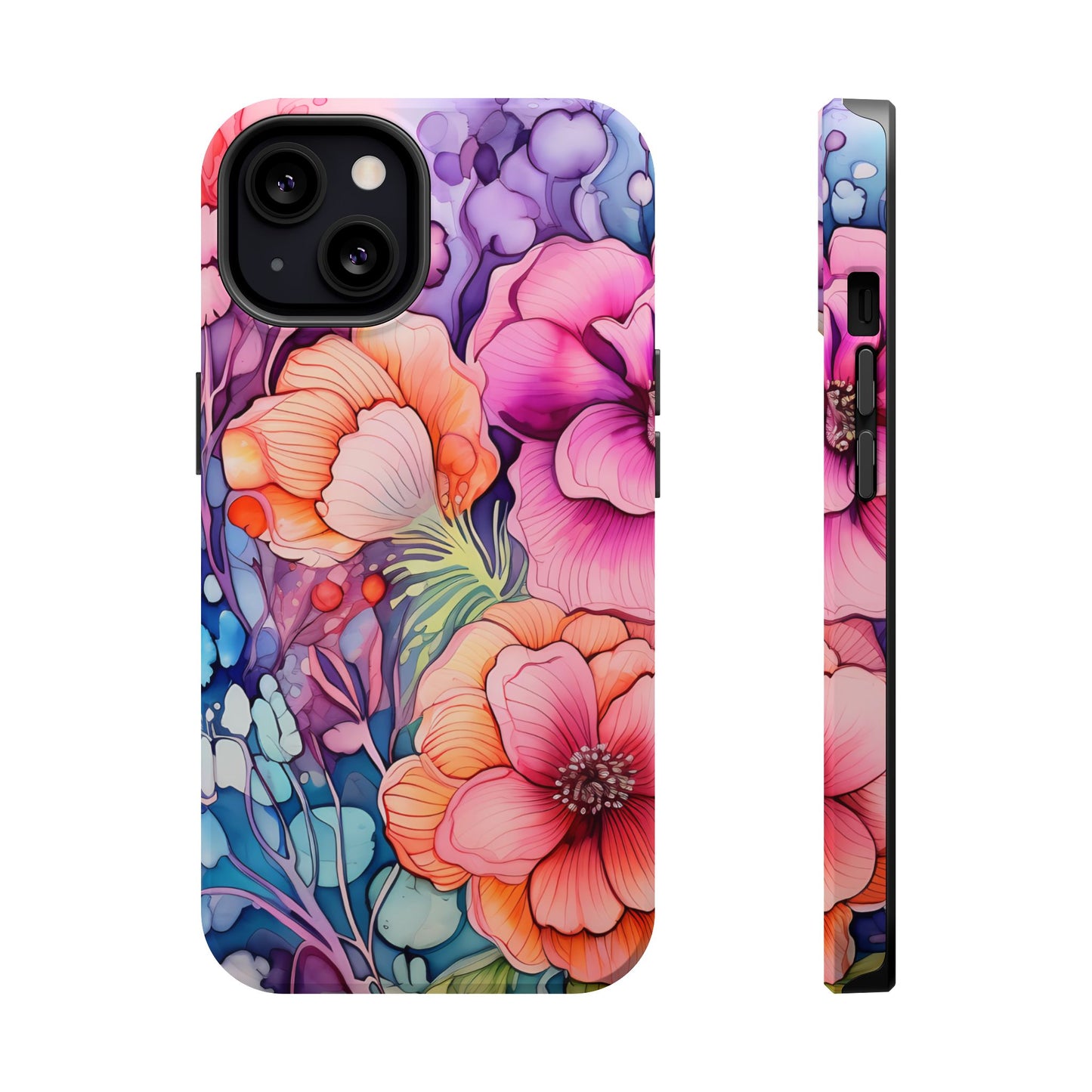 Bright Watercolor Floral Splash MagSafe iPhone Series Case – Bold Artistic Design