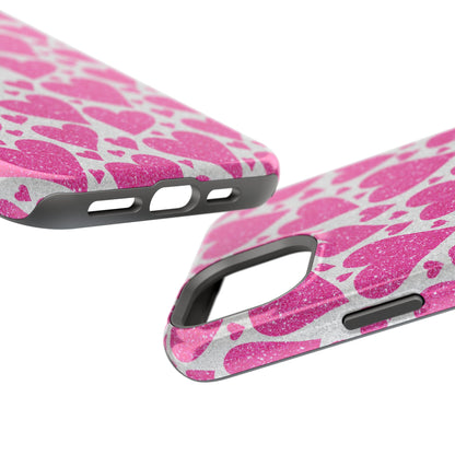 Pink Glitter Hearts Pattern MagSafe Case