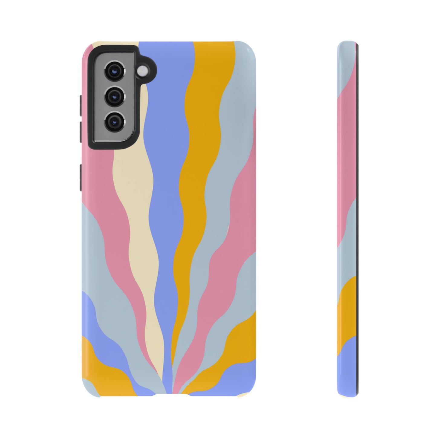 Pastel Radiance Samsung Galaxy Case – 70s-Inspired Dual-Layer Design with Wavy Sunburst Pattern