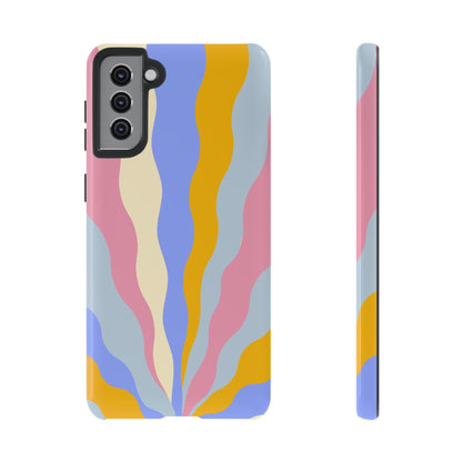 Pastel Radiance Samsung Galaxy Case – 70s-Inspired Dual-Layer Design with Wavy Sunburst Pattern