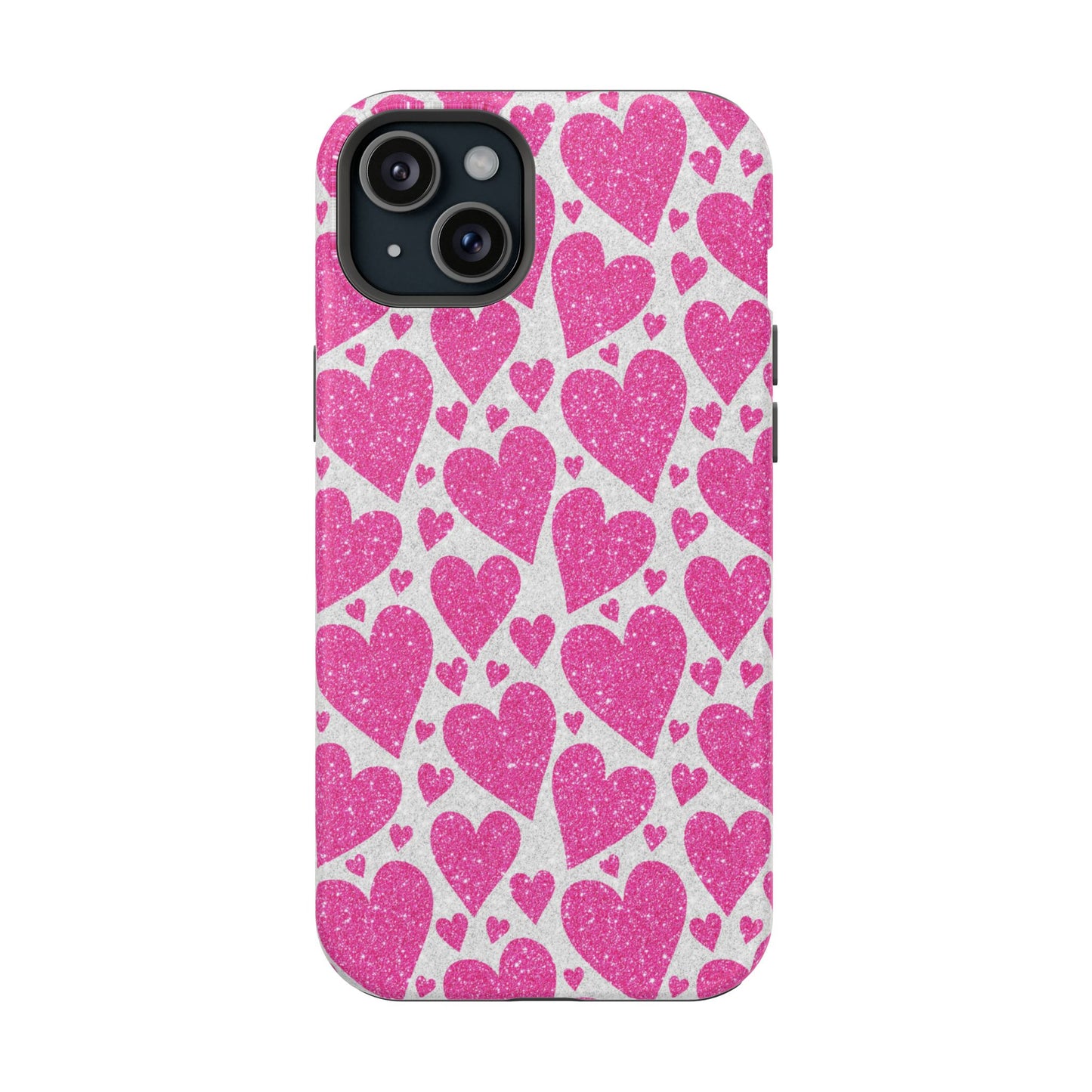 Pink Glitter Hearts Pattern MagSafe Case