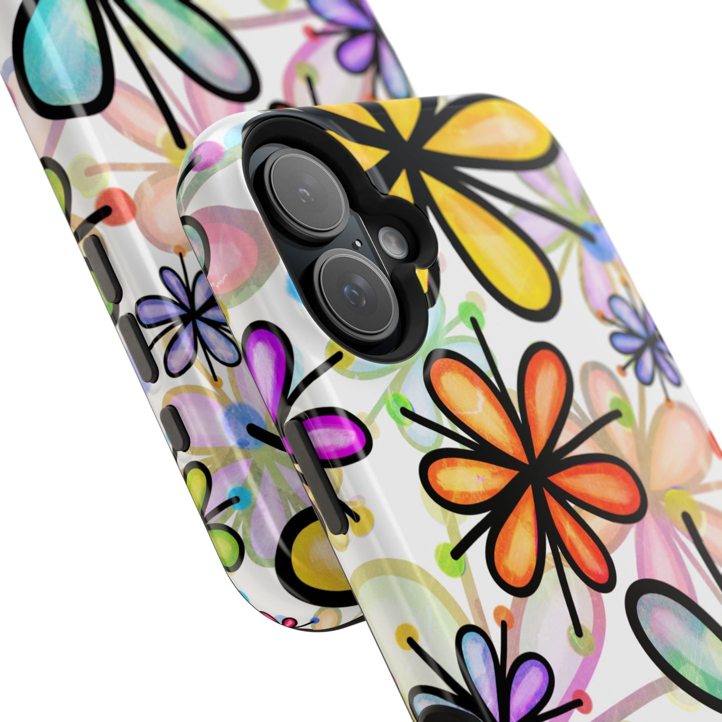 Retro Floral Pop MagSafe iPhone Case – Ultra-Slim Design, High-Gloss Finish