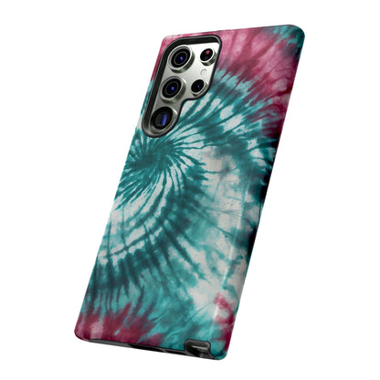 Teal and Pink Spiral Tie-Dye Samsung Galaxy Case – Boho Chic Design