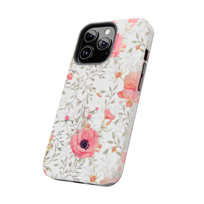 Pink Floral Watercolor iPhone Case – Feminine Poppy Blossom Design