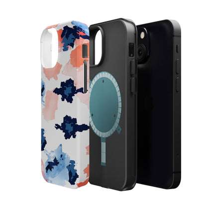 Abstract Coral & Navy Watercolor Design – MagSafe iPhone Case