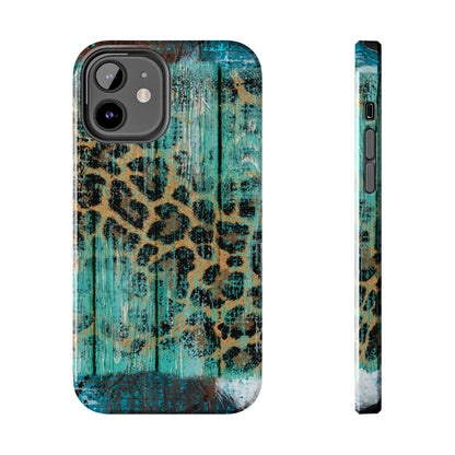 Turquoise Rustic Leopard Wood - iPhone Series Case