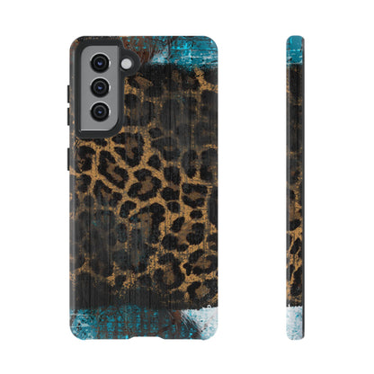 Boho Leopard and Turquoise Tough Samsung Galaxy Case – Rustic Western Design with Dual-Layer Protection