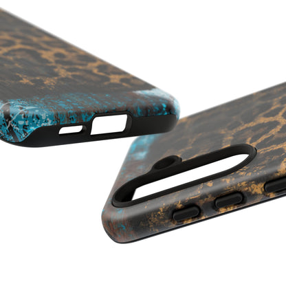 Boho Leopard and Turquoise Tough Samsung Galaxy Case – Rustic Western Design with Dual-Layer Protection